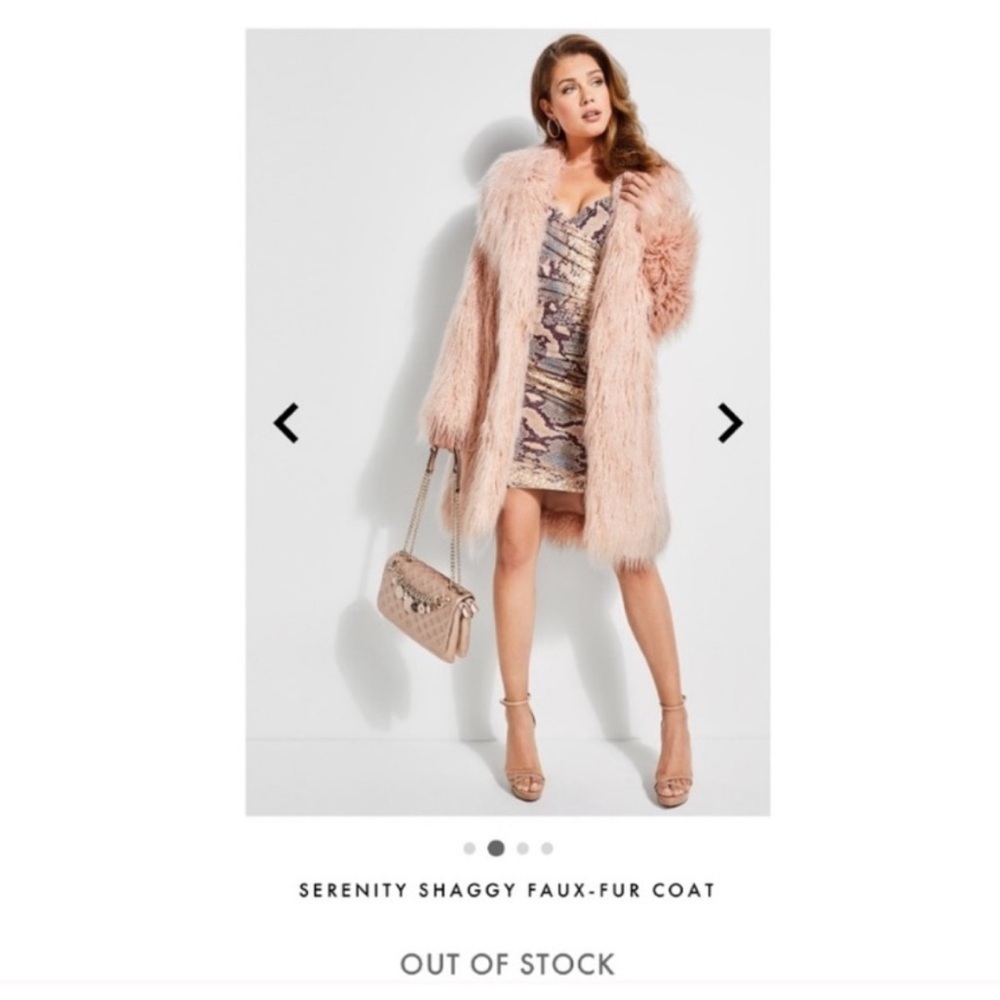 Guess pink fur shaggy coat